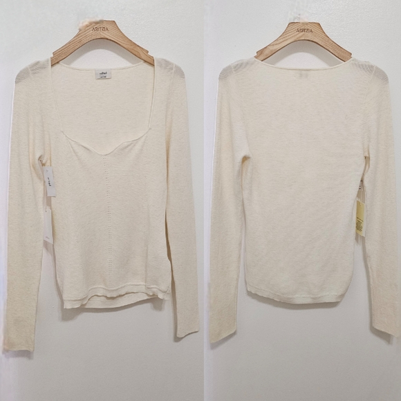 🇨🇦 Aritzia Wilfred Heather Birch Tuscany Long Sleeve Knit Top - Picture 9 of 16